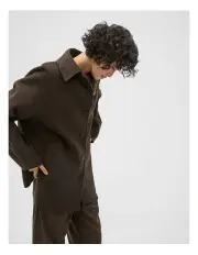[Seed Heritage] Wool Blend Raglan Sleeve Coat in Dark Espresso