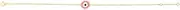 [JewelryWeb] 14k Yellow Gold Round Pink enamel Evil Eye Bracelet With Spring-Ring Clasp Jump-Ring At 16 Centimeters 1mm Chain width 18 Centimeters Link-Bracelet for Women and Men