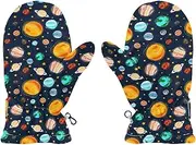 [Joisal] Cute Solar System Pattern Toddler Thermal Winter Gloves, Ultra-Soft Lamb Velvet, Boys Double Layer Gloves, Girls Gloves Age 5, Medium, Cute Solar System Pattern