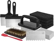 Barbecue Griddle Cleaning Kit,Griddle Scraper Barbecue Scouring Pads - Ergonomic Grip Portable Gears, Multi-Purpose Complete Set for Grilling, Camping, Picnic
