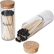 SLJMR Match Holder with Strikers and Cork Lid - Set of 2 Farmhouse Glass Cute Home Decor Match Jar (Matches Not Included) 5 inch x 1.8 inch