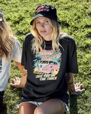 [The Mad Hueys] The Mad Hueys Women's See You On The Track Oversized T-Shirt in Black Size Small S Black