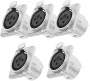 LABRIMP 5Pcs Female XLR Panel Mount Microphone Socket Pin Design for Easy Installation Reliable Connections for Audio Equipment User Friendly Mounting