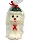 NOS VTG 1980s 5" Kmart Puppy Dog w/ Santa Hat Christmas Figure Wax Candle Korea