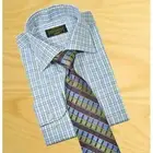 Extrema By Zanetti Italy White / Sky Blue / Green / Grey Micro Windowpanes Shirt