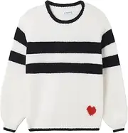 [Generisch] Mayoral 7370 Girl's White and Black Stripe Jumper