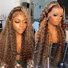 Brazilian Highlight Curly Human Hair Wig 13x4 Hd Lace Frontal Wig Pre Plucked