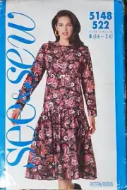 Sew And Sew Sewing Pattern , Dress Size 16-24 , Uncut.