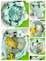 Invicta Bolt Turquoise Men Chrono Quartz Watch 45168 SS Silicone Case Strap WR