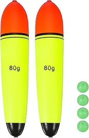 uxcell Fishing Slip Bobbers, EVA Foam Bobbers Slip Floats with Fish Beads, 2.8 Oz Floatage Fit for Perch Carp Bass Fishing Corks Saltwater Freshwater (2 Pack, Red/Yellow)