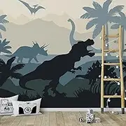 funlife Large Fabric Wall Decal Peel and Stick, Nordic Style Original Hand Drawn Dinosaur Wall Mural Wallpaper Wall Sticker for Kids Room Living Room Playroom, 94.49" x 78.74"