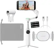 Insta360 Flow 2 PRO Gimbal Stabilizer for Smartphone, AI Tracker Bundle, 3-Axis Stabilization, Built-in Tripod, Deep Track 4.0 Auto Tracking Phone Stabilizer Creator- White