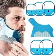 Linkidea Beard Shaping & Styling Tool with Comb, Beard Guide Shaper Goatee Trimmer Template for Men, Clear Mustache Sideburns Outliner Stencil Lineup for Jaw Cheek Neck Line Symmetric Curve, Blue