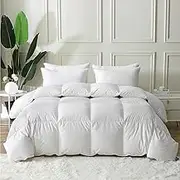 BPC Queen Size Feather and Down Fibers Comforter - 90x90 Inches All Season Feather Down Fibers Duvet Luxurious Hotel Bedding Comforters with 100% Cotton Cover