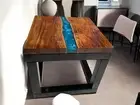 Blue Epoxy Resin Coffee Top Console Bar Hallway Table Handmade Farmhouse Decor