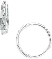 [JewelryWeb] 14k White Gold Small Sparkle Cut Hinged Earrings 12x12mm Stud Earring for Women