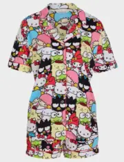 NEW PETER ALEXANDER SANRIO HELLO KITTY & FRIENDS PJ SET TOP & SHORTS L RRP$129