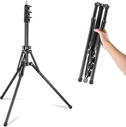 [NEEWER] Light Stand with 180° Reversible Legs, 70"/178cm Portable Travel Tripod Stand 1/4" Screw & 5/8" Stud for Indoor Outdoor Photography Speedlite Strobe Ring Light Softbox, ST178B, Black