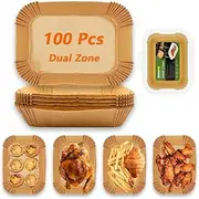 Marakruki Air Fryer Liners, 100pcs Air Fryer Liners Rectangle-14 * 22CM, Dual Zone Air Fryer Parchment Liners, Air Fryer Disposable Liner for Extend its lifespan