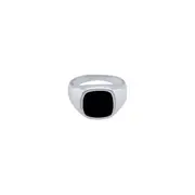 Men's Signet Ring with Black Center in Sterling Silver