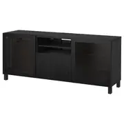 BESTÅ TV bench with drawers, black-brown/Lappviken/Stubbarp Sindvik, 180x42x74 cm