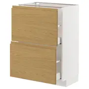 METOD / MAXIMERA base cabinet with 2 drawers, white/Voxtorp oak effect, 60x37x80 cm