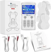 Auxoliev TENS Machine EMS Muscle Stimulator Electronic Pulse Massager with 10 pcs TENS Pads,Rechargeable TENS Unit with 25 Modes for Back/Shoulder/Arm Pain Relief