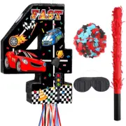 Race Car Number Piñata Pull String Fast Piñata Small Racing Theme Pi&#