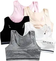 [Amexo] Pack of 5 Girls' Bustier Cotton, X-Back Bra, Sports Bra, Cotton Strappy Top for Children, Training Bra for Girls 8-14 Years, Multicoloured, 8-14 Jahre