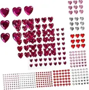 VICASKY 12Sheets Heart Rhinestone Face Gem Stickers Durable Acrylic Sticky Gems for Makeup Nail Art Body Decoration for Anniversaries Birthdays Valentine Day