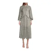 Rebecca Taylor Fleur Fringe Trim Shirtdress Size 6