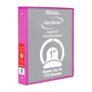 BAZIC 1" Fuschia 3-Ring View Binder w/ 2-Pockets