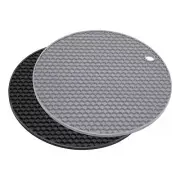 Silicone Trivet Mats 2pcs, Round honey-comb Drying Mat - Light Gray, Black