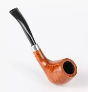 Briar Tobacco Smoking Pipe, Army Mount, Metal Cooling Filter, Gold