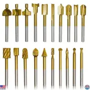 10Pcs HSS Router Bits & 10Pcs Engraving Bits 1/8" Shank for Woodworking Tools