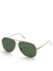 Tom Ford Pilot Sunglasses Rose Gold & Green Alec FT0824