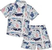 [Caihoyu] Toddler Baby Boy Short Sleeve Button Down Tops + Shorts Set Toddler Boy Clothes Summer Clothing
