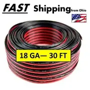 Automotive Hook Up Wire - 30 feet - - Red & Black - - Speaker Wire - - 18 Gauge
