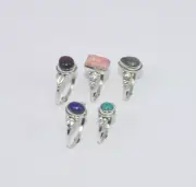 WHOLESALE 5PC 925 SOLID STERLING SILVER LABRADORITE ANDMIX STONE RING LOT S595