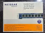 Netgear ProSAFE 8-port 10/100 Desktop Ethernet Switch Model #FS108 New Sealed