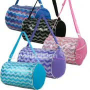 Kid's Girls Dance Chevron Wave Sequin Duffle Bag Gymnastics Cheer Colors Option
