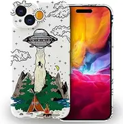Bvkilrvc Compatible with iPhone 15 Case - UFO Alien Pattern Phone Case, Soft Full Coverage Camera Protective Case for iPhone 15