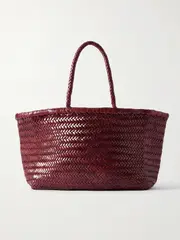 [Dragon Diffusion] Dragon Diffusion - Bamboo Triple Jump Big Woven Leather Tote - Burgundy - One size One size Burgundy