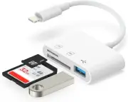 3 In 1 SD TF Card Reader For iPhone, Digital Camera iPhone14/13/12/11/X/8/7/iPad