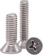 #8-32 x 5/8" Flat Countersunk Head Machine Screws, Phillips Drive, 304 Stainless Steel 18-8, Full Thread, Coarse Thread UNC, 50 PCS