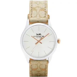 【COACH】白錶盤X淺卡其PVC LOGO錶帶手錶