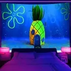 Large Wall Art Blacklight Poster UV Reactive Tapestry Wall Hanging Seabed Hut
