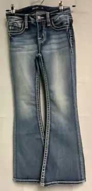 Miss Me Los Angeles Girls Midrise Flair Embellished Blue Jeans 8