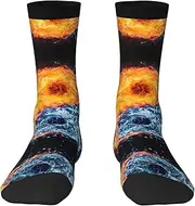 [EdWal] Soft yin yang fire water print Moisture Wicking Socks Sports Socks for Men and Women Warm thermal Boot Hiking Socks