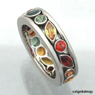 新款手飾 鏤空鑲鉆多色情侶戒指 精致簡約彩色鋯石指環女cs915